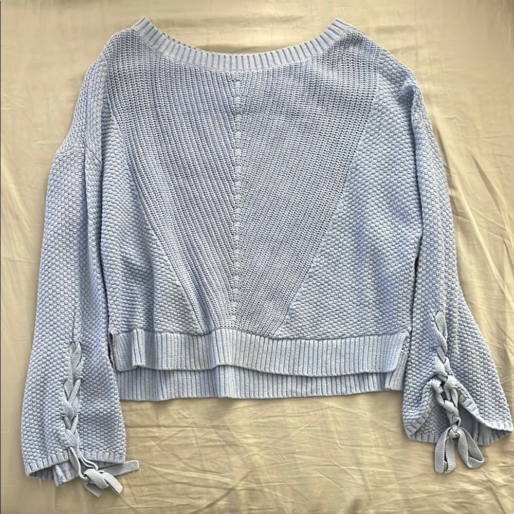 Women's Light Blue Sweater Tie Sleeves